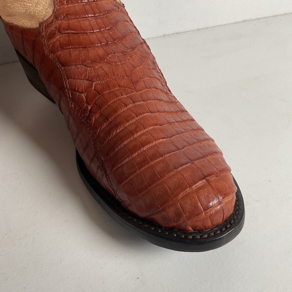 Tony Lama Royal Caiman Cowgirl Boots 7.5 M Belly Cut Tooled - Picture 14 of 16